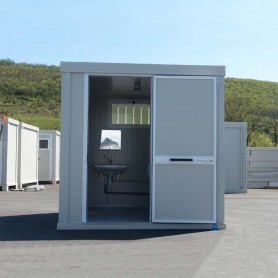 New disabled access sanitary block with disabled access toilet and disabled access sink